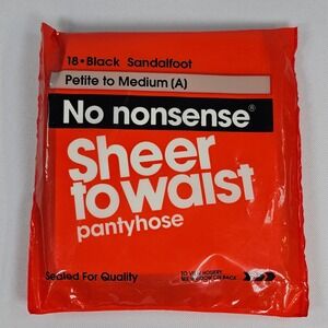 Vtg 1990 No nonsense Sheer to Waist Pantyhose Black Sandalfoot Petite‎ to Med A